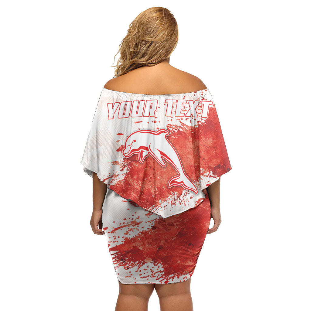 Personalised Dolphins Rugby Family Matching Off Shoulder Short Dress and Hawaiian Shirt Dolphin Mascot - Sporty Splash Art Style
