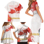 Personalised Dolphins Rugby Family Matching Short Sleeve Bodycon Dress and Hawaiian Shirt Dolphin Mascot - Sporty Splash Art Style