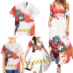 Personalised Dolphins Rugby Family Matching Summer Maxi Dress and Hawaiian Shirt Dolphin Mascot - Sporty Splash Art Style