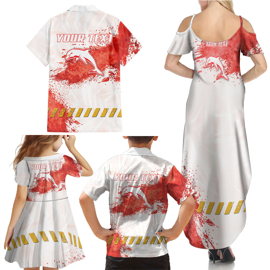 Personalised Dolphins Rugby Family Matching Summer Maxi Dress and Hawaiian Shirt Dolphin Mascot - Sporty Splash Art Style