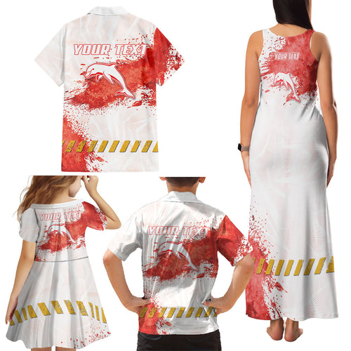 Personalised Dolphins Rugby Family Matching Tank Maxi Dress and Hawaiian Shirt Dolphin Mascot - Sporty Splash Art Style