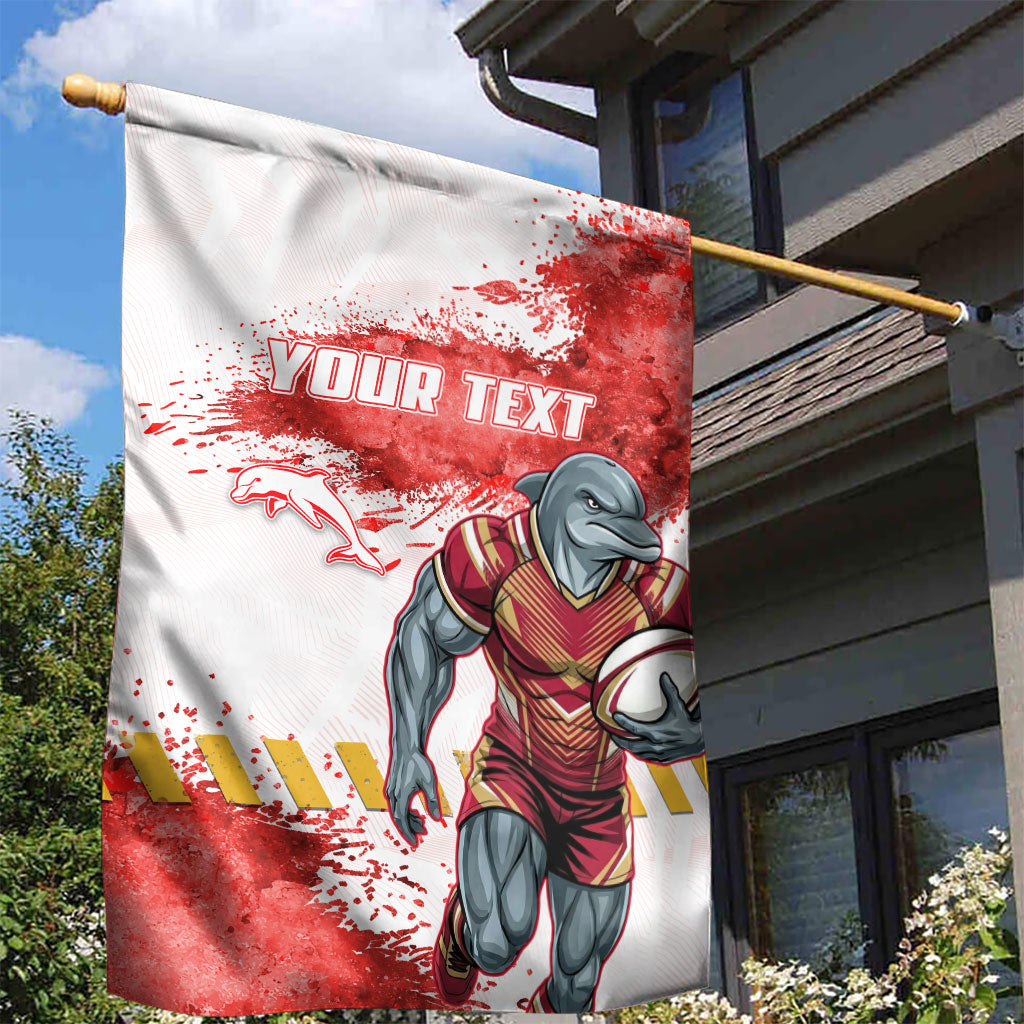 Personalised Dolphins Rugby Garden Flag Dolphin Mascot - Sporty Splash Art Style