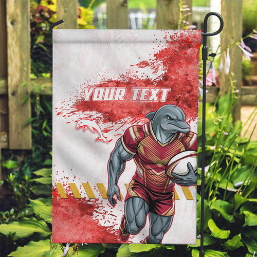 Personalised Dolphins Rugby Garden Flag Dolphin Mascot - Sporty Splash Art Style
