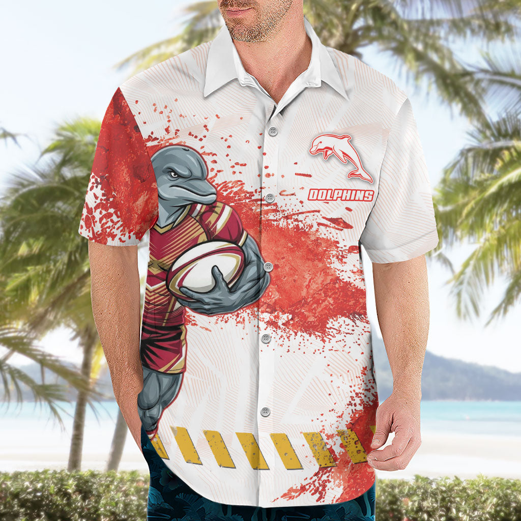 Personalised Dolphins Rugby Hawaiian Shirt Dolphin Mascot - Sporty Splash Art Style