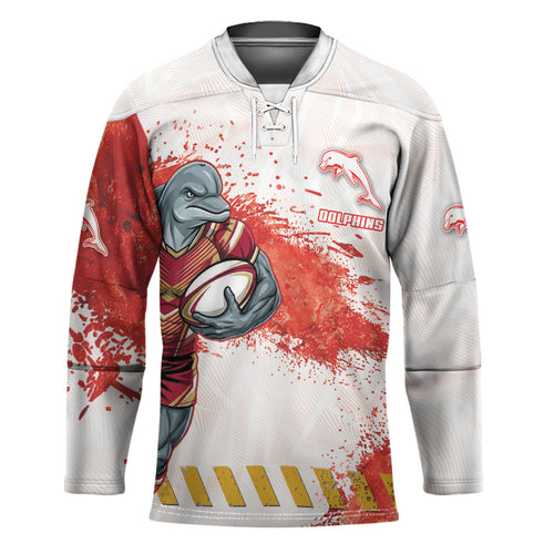Personalised Dolphins Rugby Hockey Jersey Dolphin Mascot - Sporty Splash Art Style