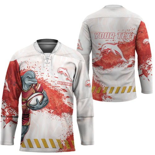 Personalised Dolphins Rugby Hockey Jersey Dolphin Mascot - Sporty Splash Art Style