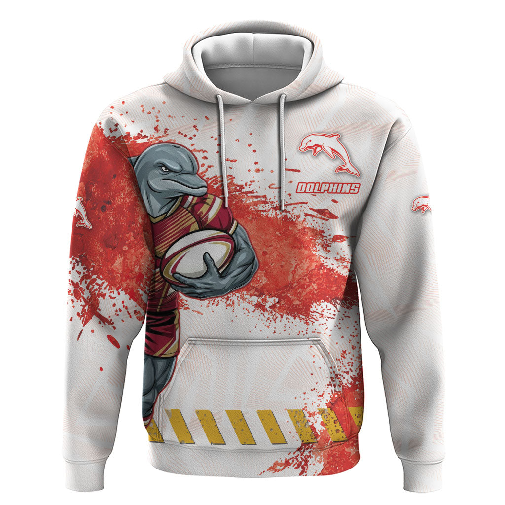 Personalised Dolphins Rugby Hoodie Dolphin Mascot - Sporty Splash Art Style