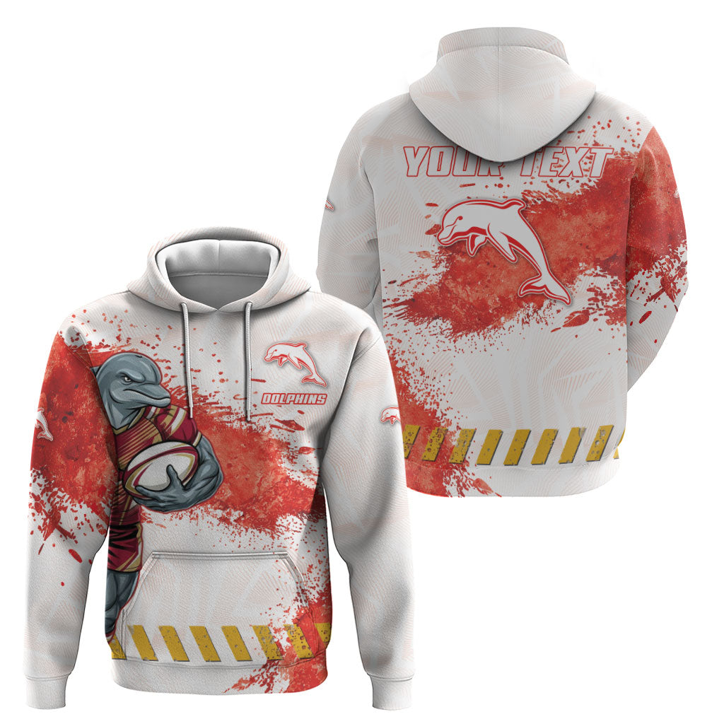 Personalised Dolphins Rugby Hoodie Dolphin Mascot - Sporty Splash Art Style