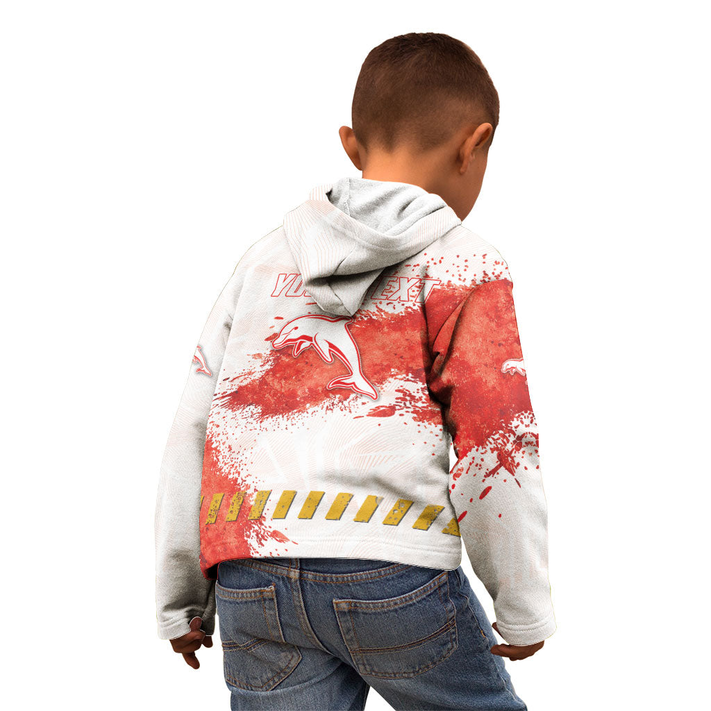 Personalised Dolphins Rugby Kid Hoodie Dolphin Mascot - Sporty Splash Art Style