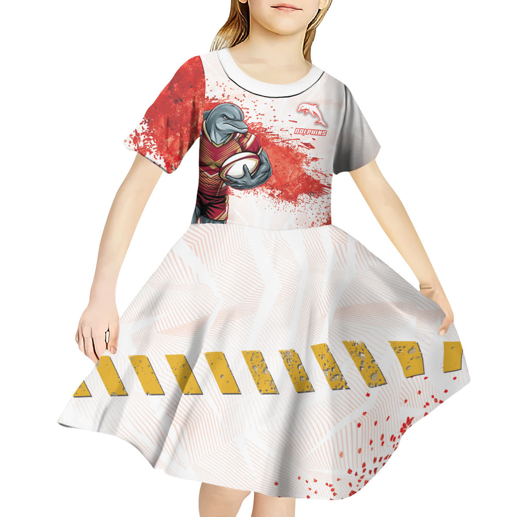 Personalised Dolphins Rugby Kid Short Sleeve Dress Dolphin Mascot - Sporty Splash Art Style