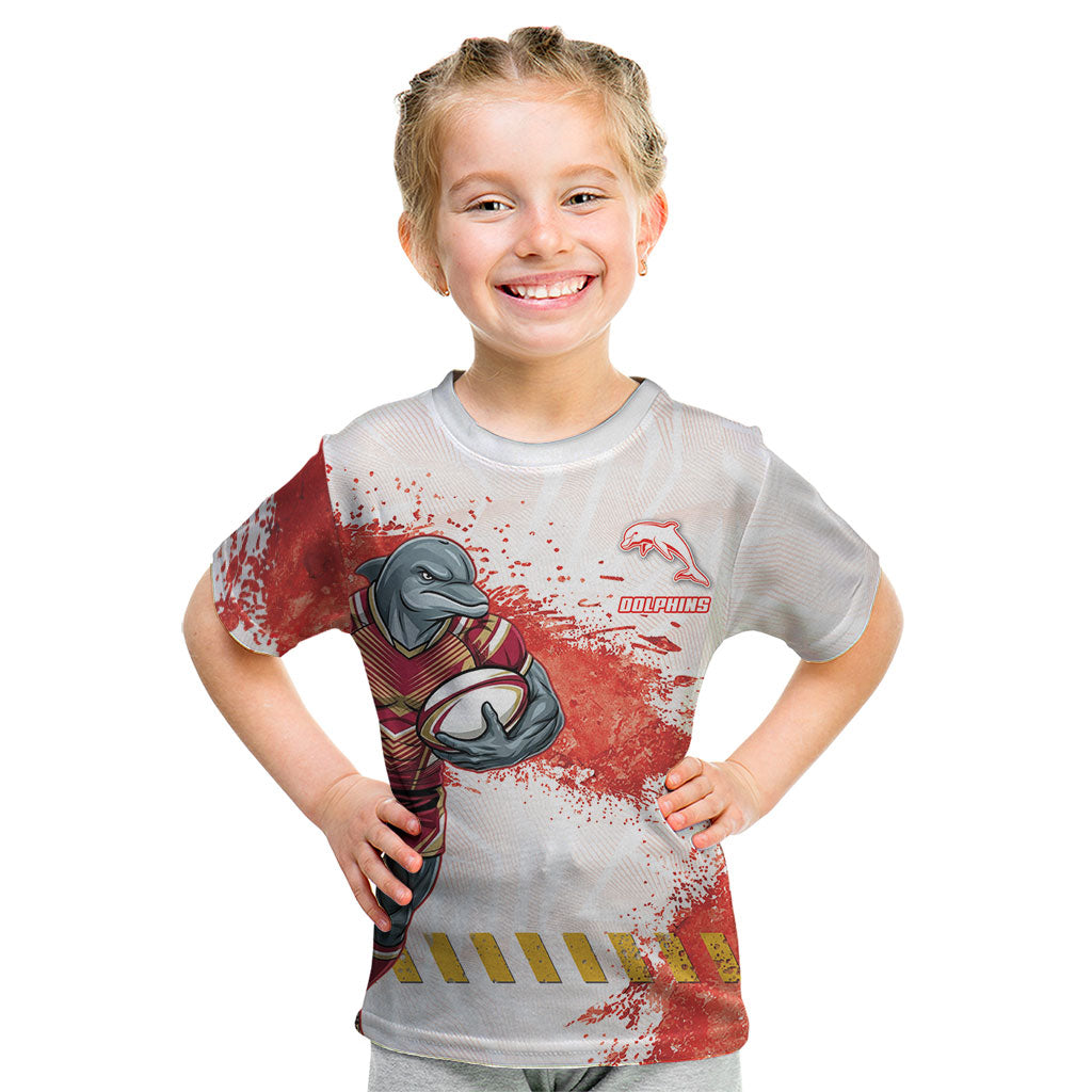 Personalised Dolphins Rugby Kid T Shirt Dolphin Mascot - Sporty Splash Art Style