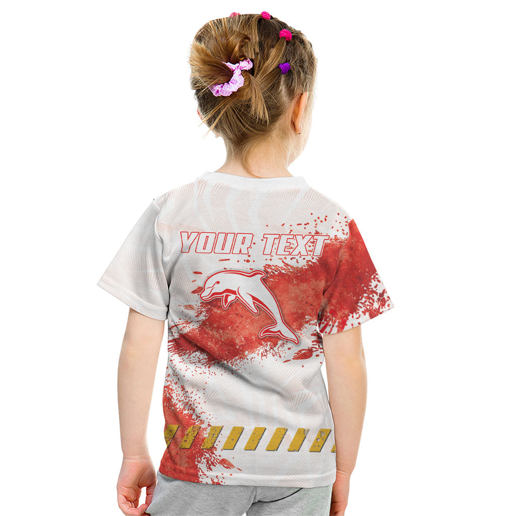 Personalised Dolphins Rugby Kid T Shirt Dolphin Mascot - Sporty Splash Art Style