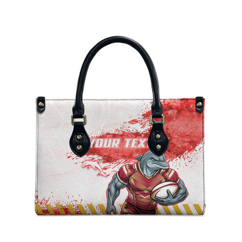 Personalised Dolphins Rugby Leather Bag Dolphin Mascot - Sporty Splash Art Style