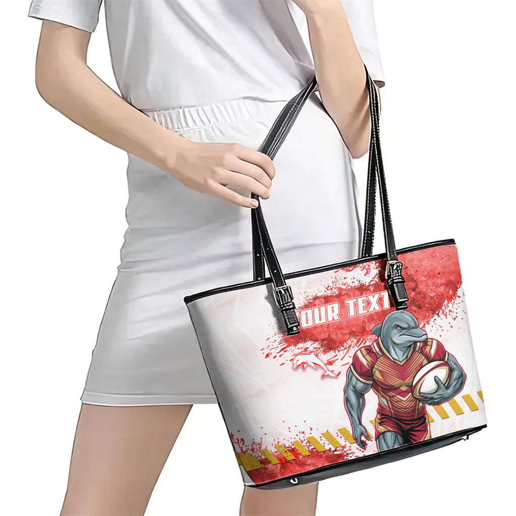 Personalised Dolphins Rugby Leather Tote Bag Dolphin Mascot - Sporty Splash Art Style