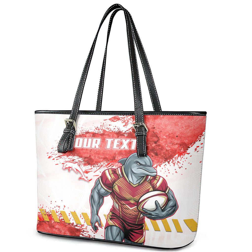 Personalised Dolphins Rugby Leather Tote Bag Dolphin Mascot - Sporty Splash Art Style