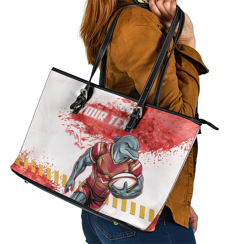 Personalised Dolphins Rugby Leather Tote Bag Dolphin Mascot - Sporty Splash Art Style