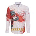 Personalised Dolphins Rugby Long Sleeve Button Shirt Dolphin Mascot - Sporty Splash Art Style