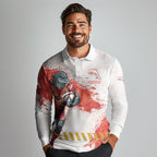 Personalised Dolphins Rugby Long Sleeve Polo Shirt Dolphin Mascot - Sporty Splash Art Style