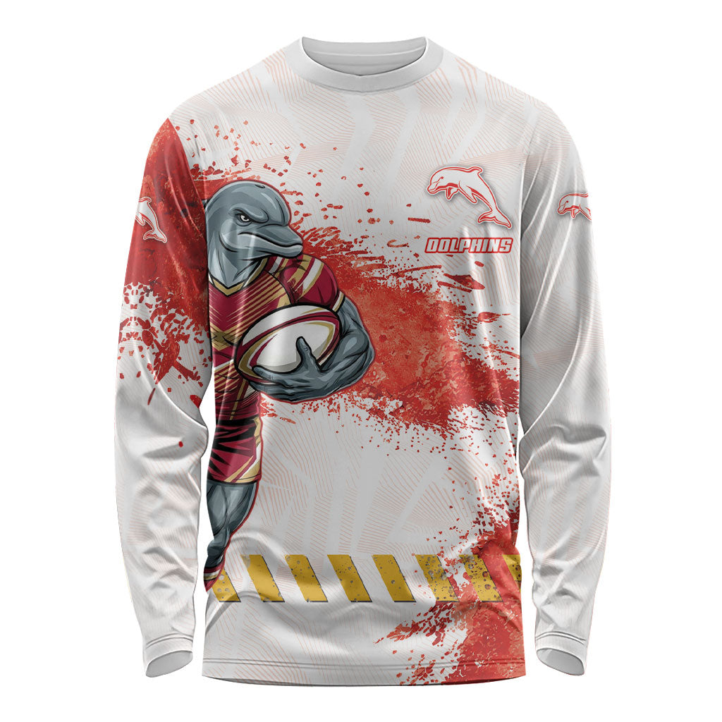 Personalised Dolphins Rugby Long Sleeve Shirt Dolphin Mascot - Sporty Splash Art Style