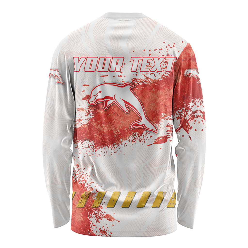 Personalised Dolphins Rugby Long Sleeve Shirt Dolphin Mascot - Sporty Splash Art Style