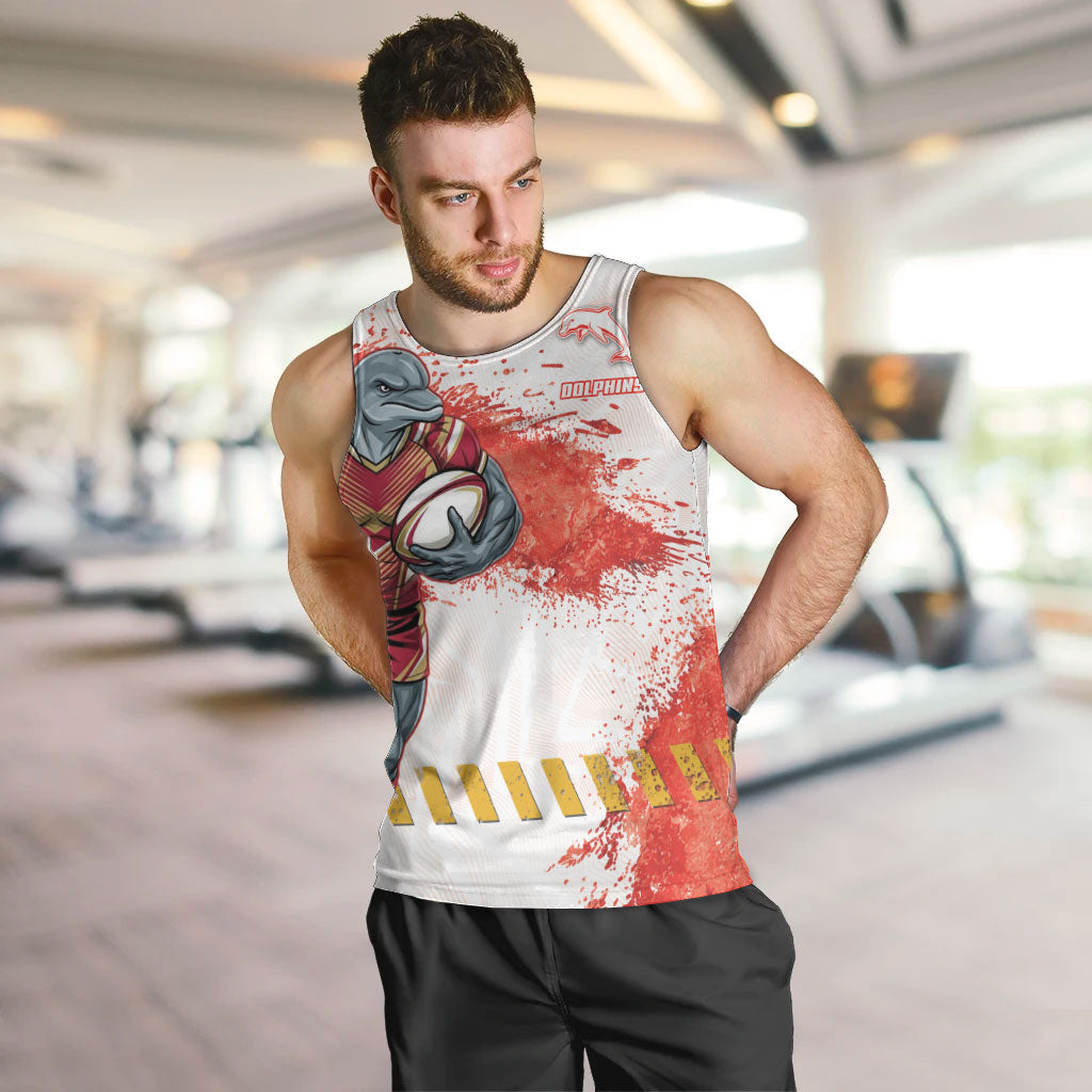 Personalised Dolphins Rugby Men Tank Top Dolphin Mascot - Sporty Splash Art Style