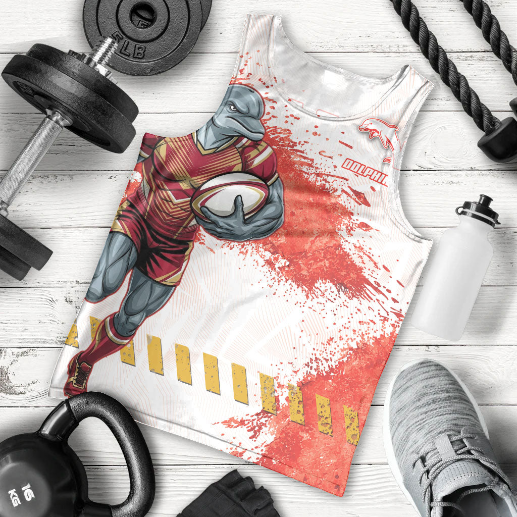Personalised Dolphins Rugby Men Tank Top Dolphin Mascot - Sporty Splash Art Style