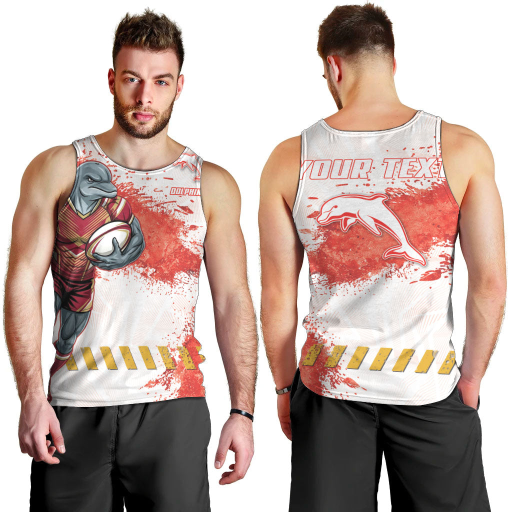 Personalised Dolphins Rugby Men Tank Top Dolphin Mascot - Sporty Splash Art Style