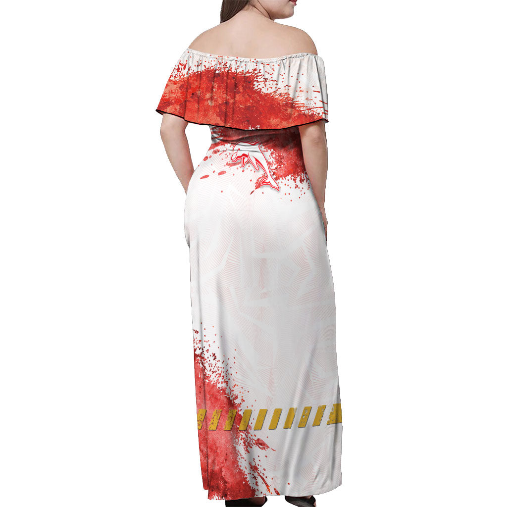 Personalised Dolphins Rugby Off Shoulder Maxi Dress Dolphin Mascot - Sporty Splash Art Style