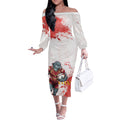Personalised Dolphins Rugby Off The Shoulder Long Sleeve Dress Dolphin Mascot - Sporty Splash Art Style
