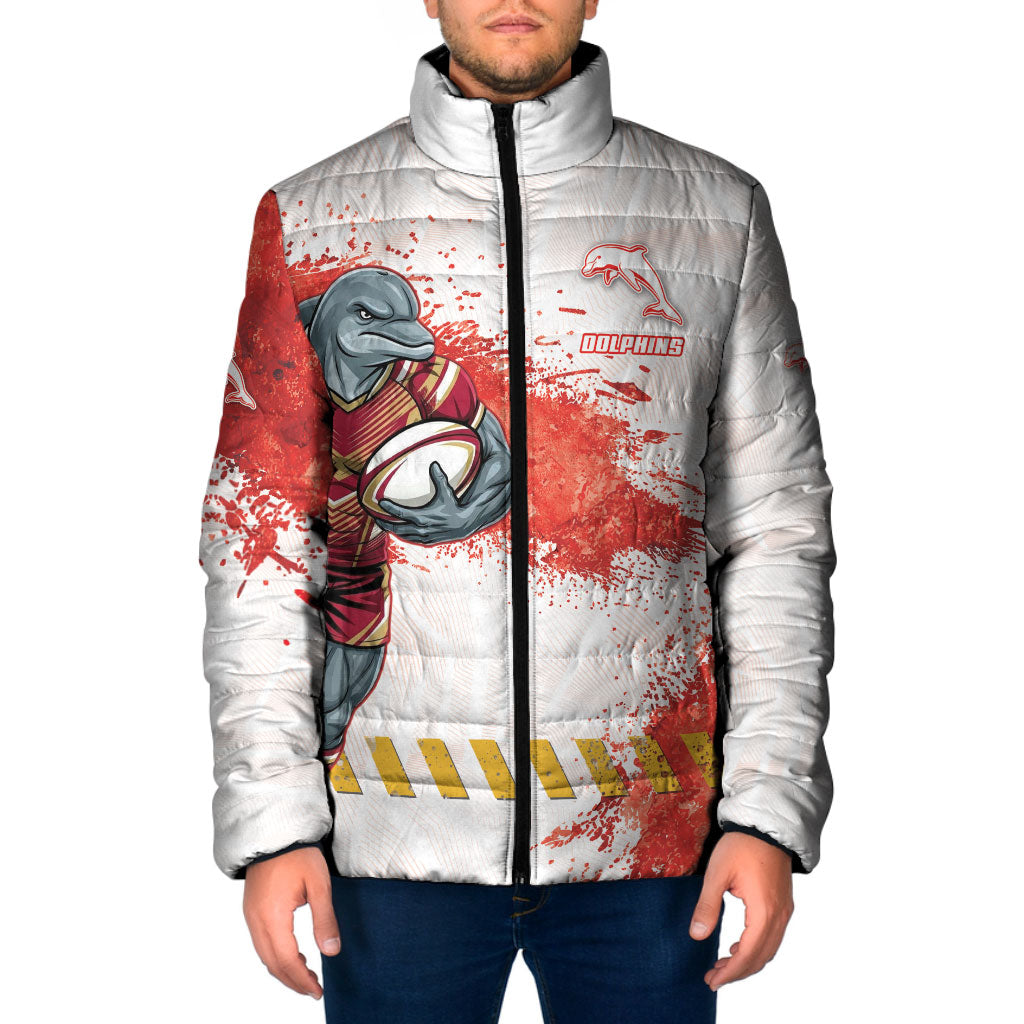 Personalised Dolphins Rugby Padded Jacket Dolphin Mascot - Sporty Splash Art Style