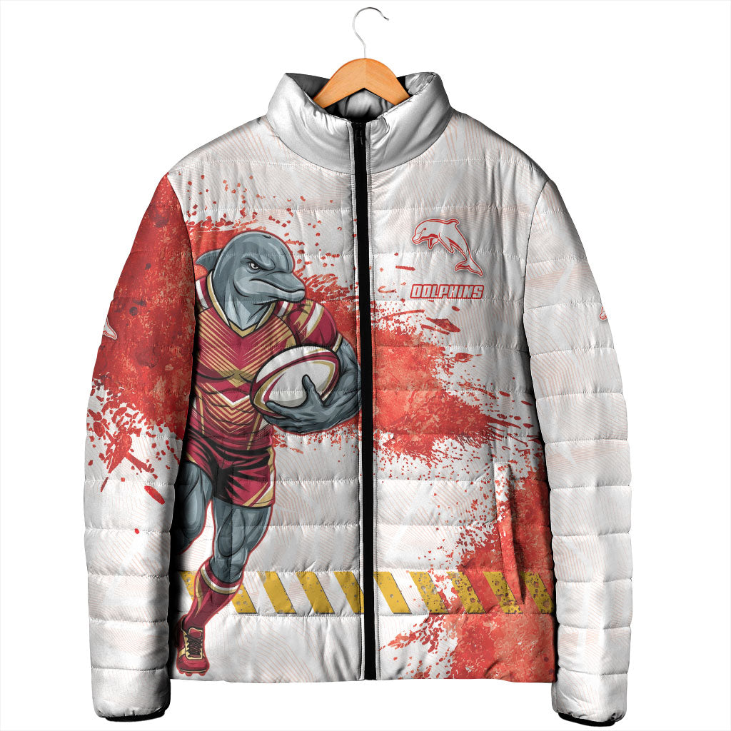 Personalised Dolphins Rugby Padded Jacket Dolphin Mascot - Sporty Splash Art Style