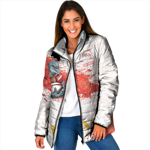 Personalised Dolphins Rugby Padded Jacket Dolphin Mascot - Sporty Splash Art Style