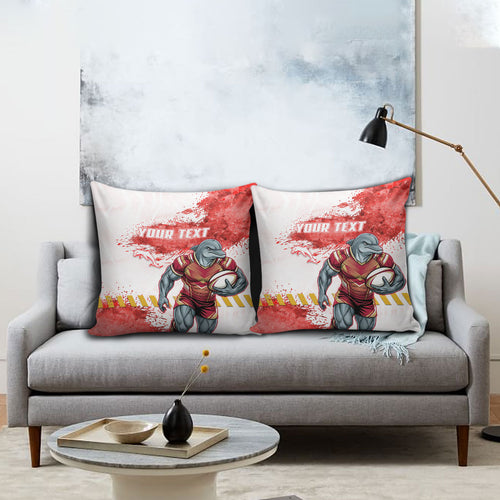Personalised Dolphins Rugby Pillow Cover Dolphin Mascot - Sporty Splash Art Style