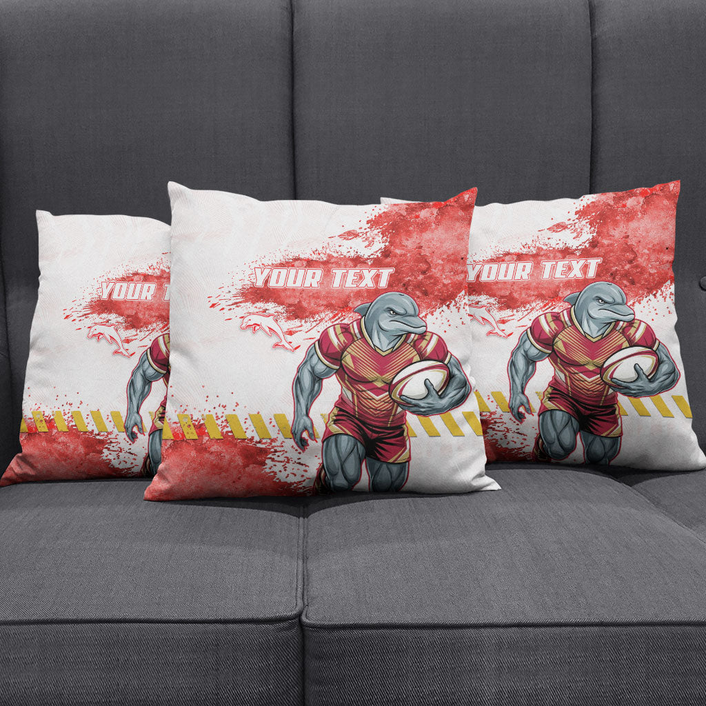 Personalised Dolphins Rugby Pillow Cover Dolphin Mascot - Sporty Splash Art Style