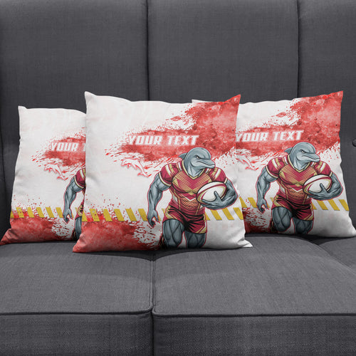 Personalised Dolphins Rugby Pillow Cover Dolphin Mascot - Sporty Splash Art Style