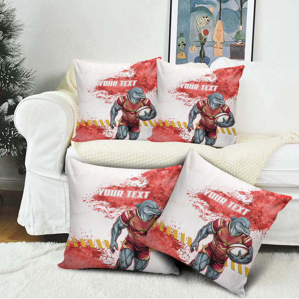 Personalised Dolphins Rugby Pillow Cover Dolphin Mascot - Sporty Splash Art Style