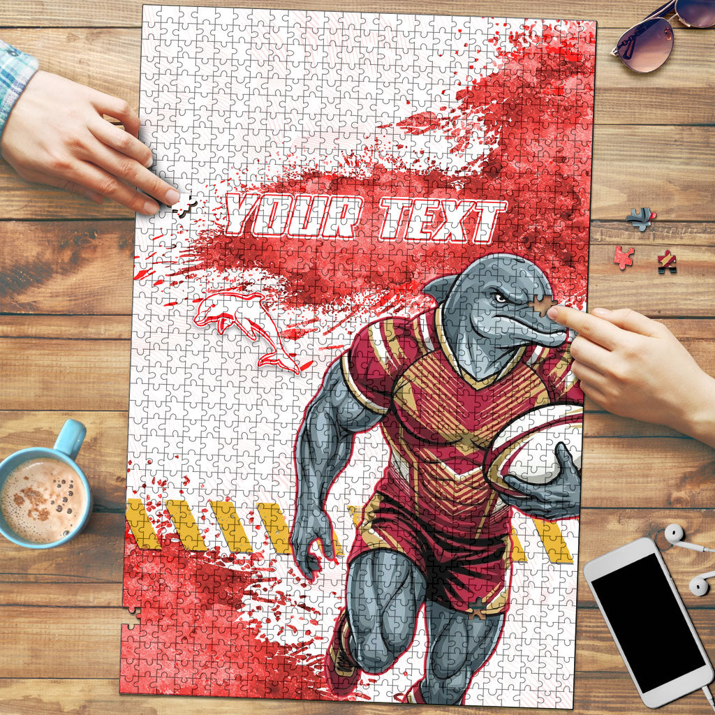 Personalised Dolphins Rugby Puzzle Dolphin Mascot - Sporty Splash Art Style