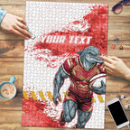 Personalised Dolphins Rugby Puzzle Dolphin Mascot - Sporty Splash Art Style