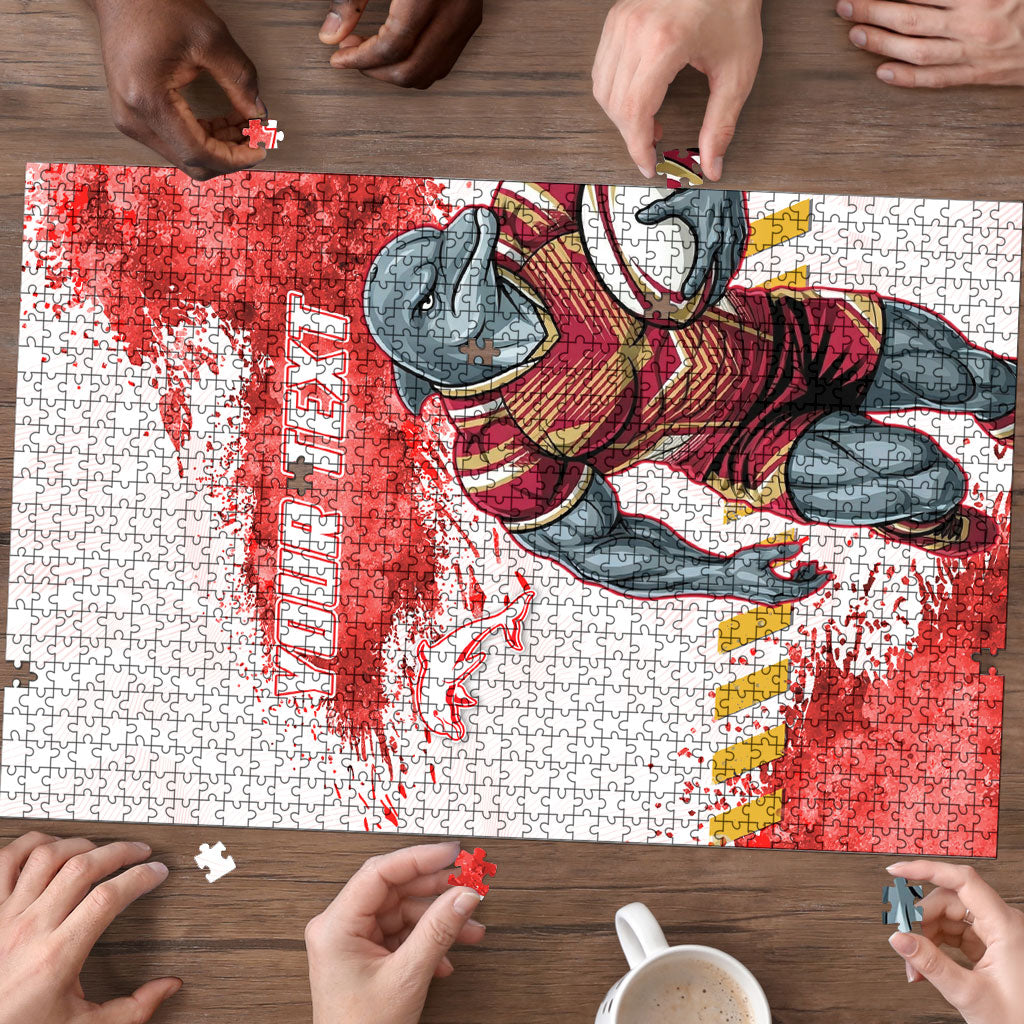 Personalised Dolphins Rugby Puzzle Dolphin Mascot - Sporty Splash Art Style