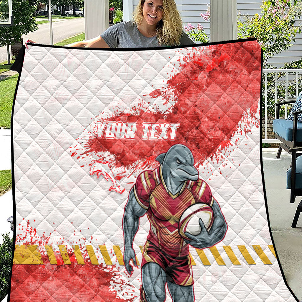 Personalised Dolphins Rugby Quilt Dolphin Mascot - Sporty Splash Art Style