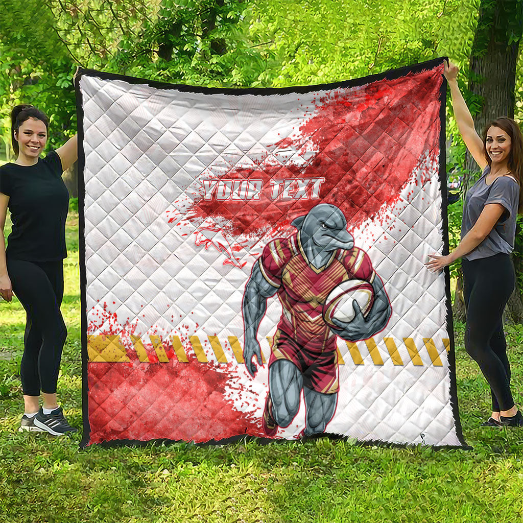 Personalised Dolphins Rugby Quilt Dolphin Mascot - Sporty Splash Art Style