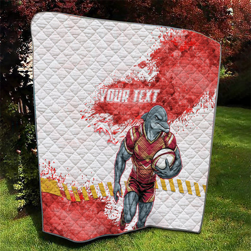 Personalised Dolphins Rugby Quilt Dolphin Mascot - Sporty Splash Art Style