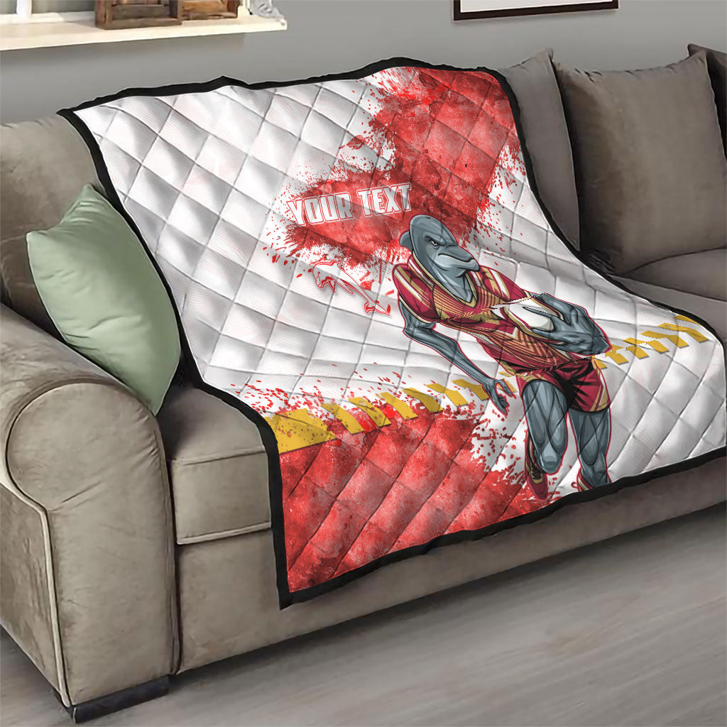Personalised Dolphins Rugby Quilt Dolphin Mascot - Sporty Splash Art Style