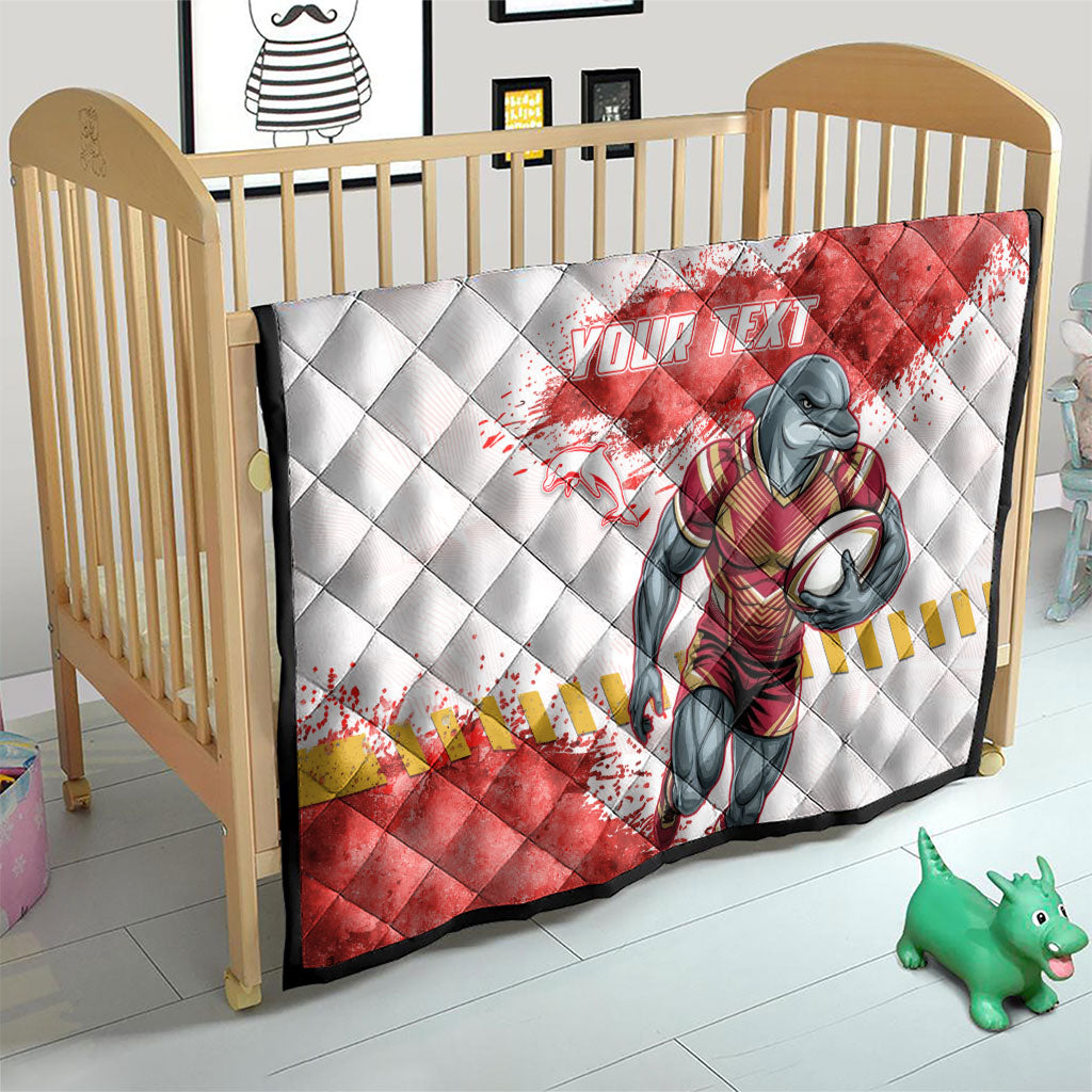 Personalised Dolphins Rugby Quilt Dolphin Mascot - Sporty Splash Art Style