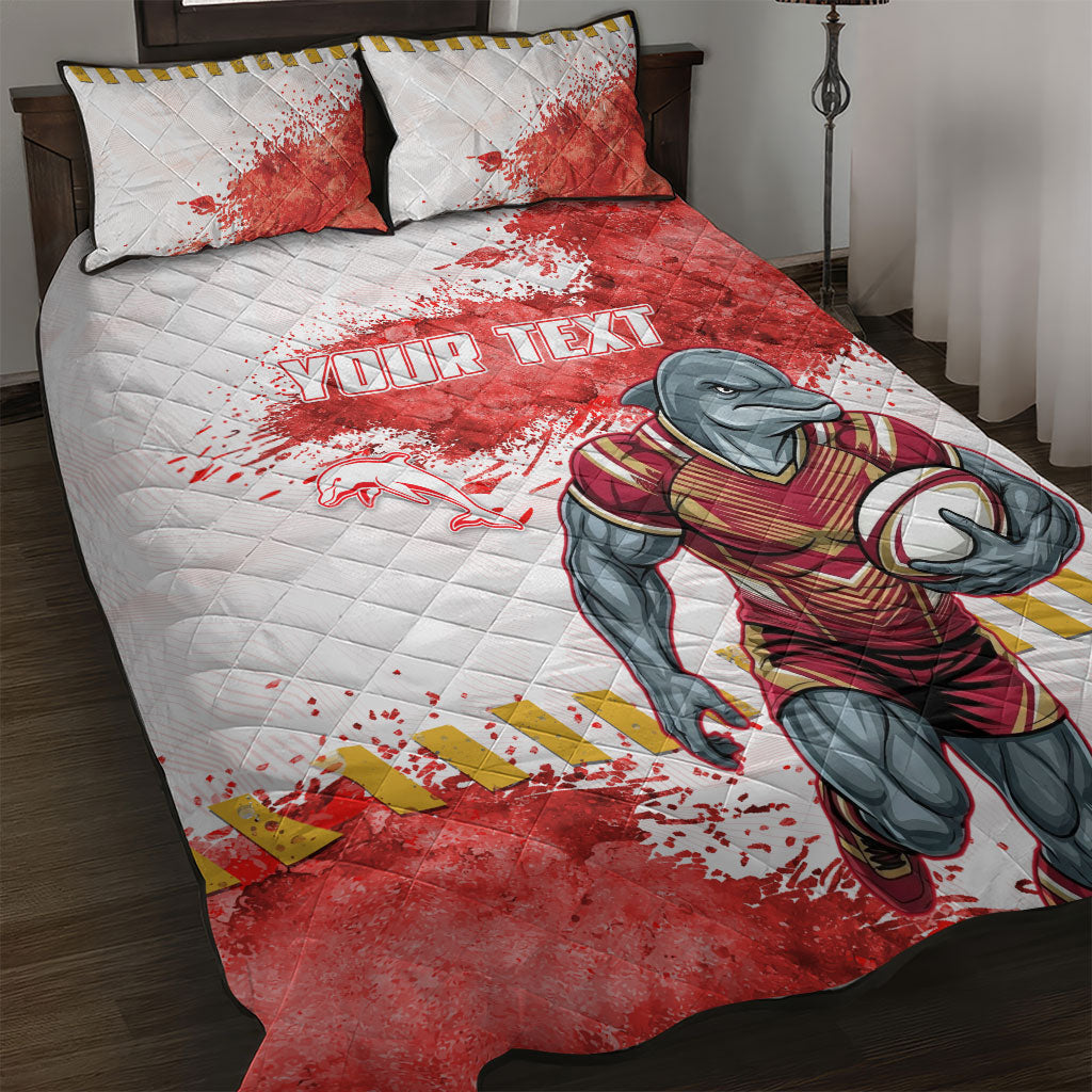 Personalised Dolphins Rugby Quilt Bed Set Dolphin Mascot - Sporty Splash Art Style