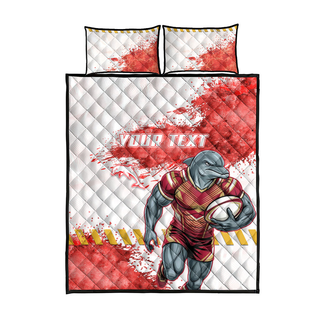 Personalised Dolphins Rugby Quilt Bed Set Dolphin Mascot - Sporty Splash Art Style