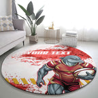 Personalised Dolphins Rugby Round Carpet Dolphin Mascot - Sporty Splash Art Style