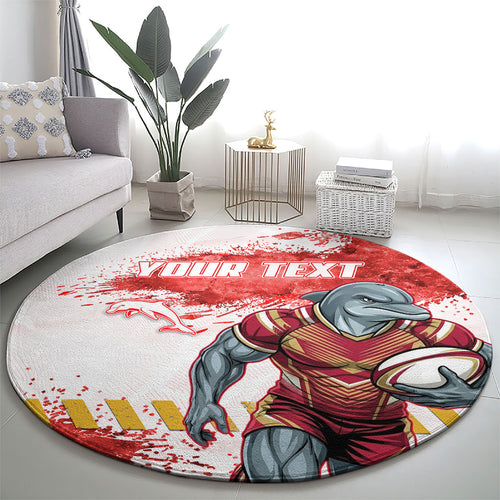 Personalised Dolphins Rugby Round Carpet Dolphin Mascot - Sporty Splash Art Style