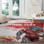 Personalised Dolphins Rugby Round Carpet Dolphin Mascot - Sporty Splash Art Style