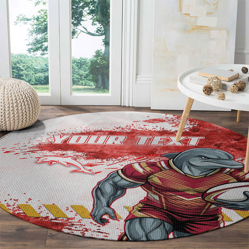 Personalised Dolphins Rugby Round Carpet Dolphin Mascot - Sporty Splash Art Style